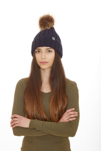 Ladies Hollabi Labelled French Navy Beanie - HOLLABI online