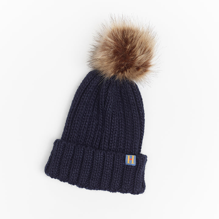 Ladies Hollabi Labelled French Navy Beanie - HOLLABI online